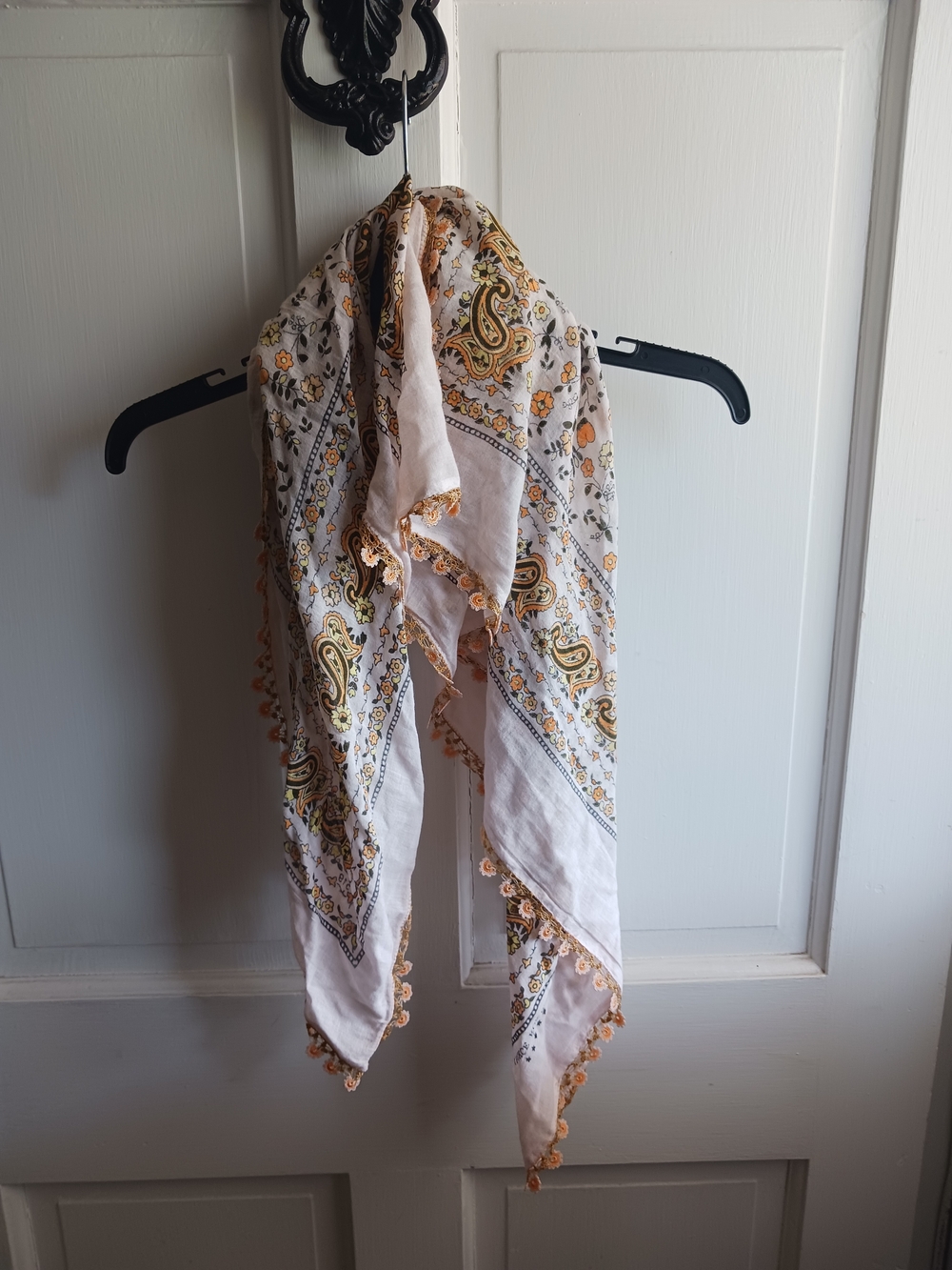 Turkish Oya Style Scarf Vintage Hijab Headscarf Bandana Paisley Floral Design